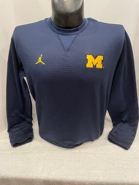 Adult Jordan University of Michigan Wolverines Navy Long Sleeve Crewneck